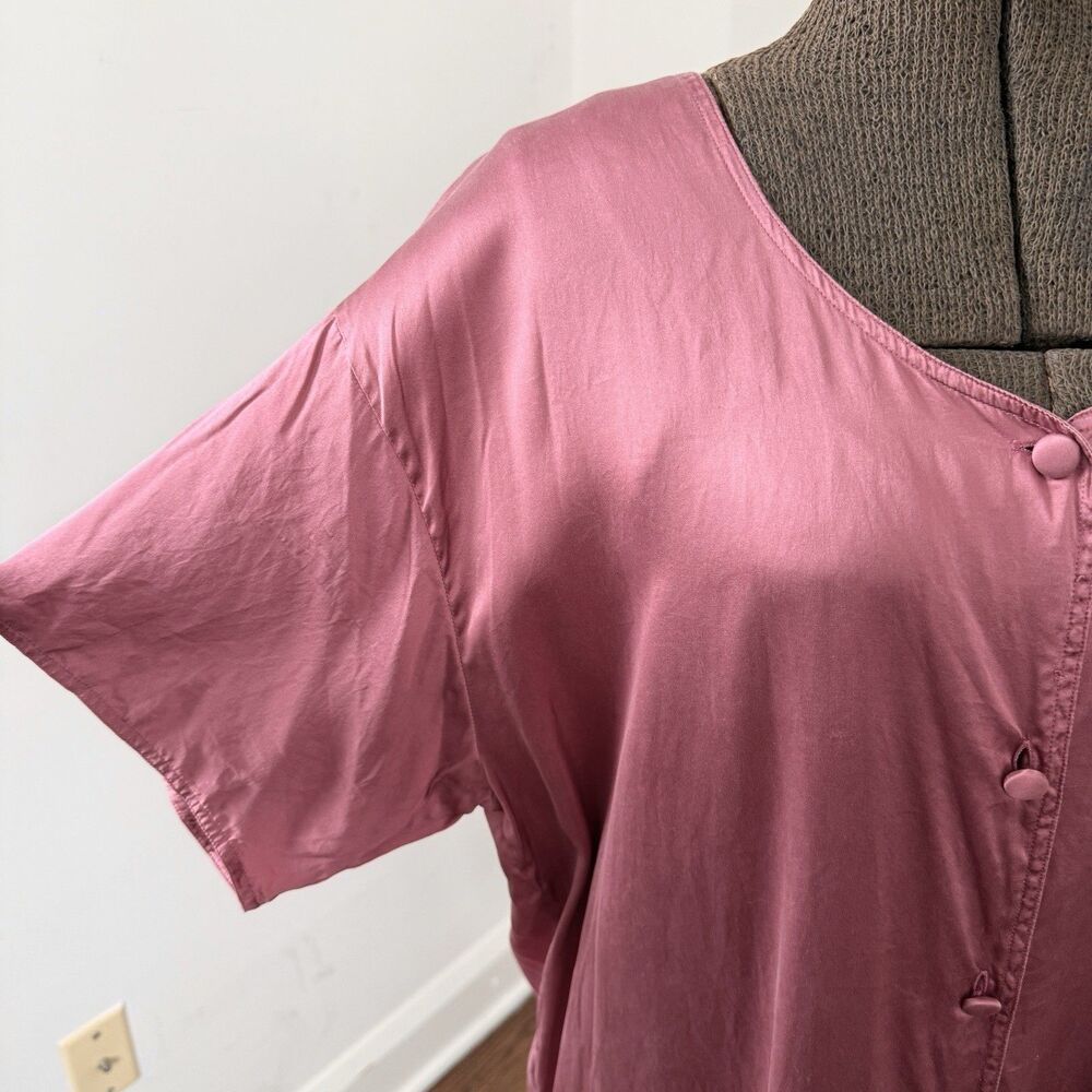 Vintage 90s Victorias Secret Gold Label 100% Silk Mauve Sleep Shirt Size Large - Picture 4 of 10